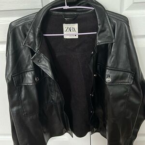 Zara Cropped Pleather Jacket